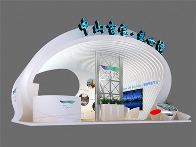 54平米展臺設(shè)計制作：二面開口/前衛(wèi)/型材結(jié)構(gòu)/白色，為房產(chǎn)展展商而作（免費使用）