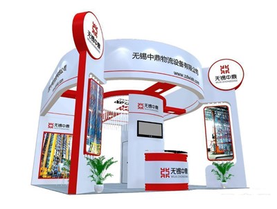 42平米展臺(tái)設(shè)計(jì)制作：四面開口/現(xiàn)代/木質(zhì)結(jié)構(gòu)/白色，為交通物流展展商而作（免費(fèi)使用）