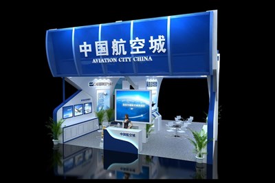 72平米展臺設(shè)計制作：二面開口/現(xiàn)代/木質(zhì)結(jié)構(gòu)/藍色，為交通物流展展商而作（免費使用）