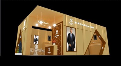 96平米展臺設(shè)計制作：二面開口/現(xiàn)代/木質(zhì)結(jié)構(gòu)/米色，為服裝展展商而作（免費使用）