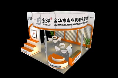 36平米展臺設計制作：三面開口/現(xiàn)代/木質(zhì)結構/黃色，為工具展展商而作（免費使用）
