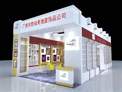 72平米展臺(tái)設(shè)計(jì)制作：二面開口/現(xiàn)代/木質(zhì)結(jié)構(gòu)/白色，為工藝品展展商而作（免費(fèi)使用）