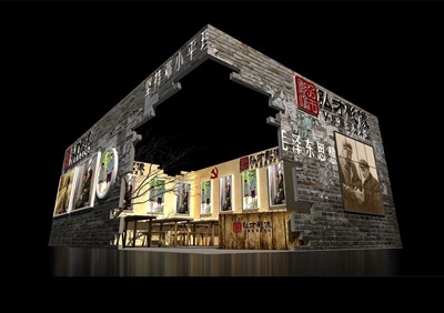54平米展臺(tái)設(shè)計(jì)制作：二面開(kāi)口/現(xiàn)代/木質(zhì)結(jié)構(gòu)/黃色，為廣告展展商而作（免費(fèi)使用）