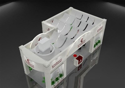 66平米展臺設(shè)計(jì)制作：四面開口/現(xiàn)代/木質(zhì)結(jié)構(gòu)/白色，為婚博會展商而作（免費(fèi)使用）