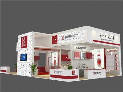 135平米展臺設(shè)計制作：三面開口/現(xiàn)代/木質(zhì)結(jié)構(gòu)/白色，為建材展展商而作（免費使用）