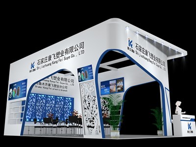 54平米展臺設(shè)計制作：三面開口/現(xiàn)代/木質(zhì)結(jié)構(gòu)/白色，為建材展展商而作（免費使用）