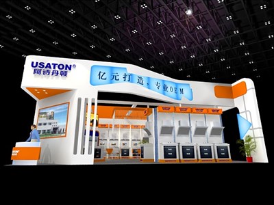 108平米展臺設(shè)計制作：二面開口/現(xiàn)代/木質(zhì)結(jié)構(gòu)/白色，為家電展展商而作（免費(fèi)使用）
