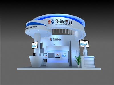 36平米展臺設(shè)計(jì)制作：三面開口/現(xiàn)代/木質(zhì)結(jié)構(gòu)/白色，為能源展展商而作（免費(fèi)使用）