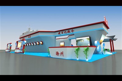 360平米展臺設(shè)計制作：四面開口/現(xiàn)代/木質(zhì)結(jié)構(gòu)/藍(lán)色，為農(nóng)交會展商而作（免費使用）