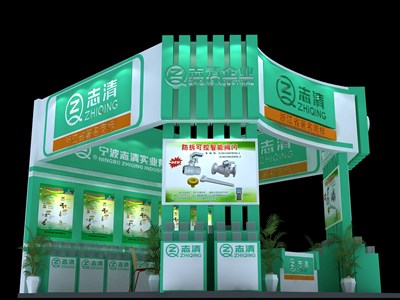 36平米展臺設(shè)計制作：三面開口/現(xiàn)代/木質(zhì)結(jié)構(gòu)/綠色，為五金展展商而作（免費使用）