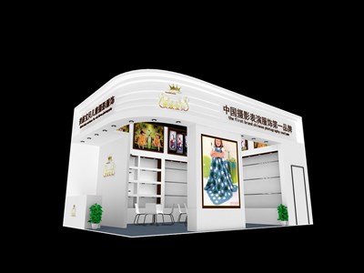 54平米展臺(tái)設(shè)計(jì)制作：二面開(kāi)口/現(xiàn)代/木質(zhì)結(jié)構(gòu)/白色，為嬰幼展展商而作（免費(fèi)使用）