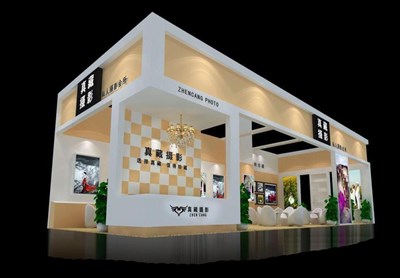 90平米展臺(tái)設(shè)計(jì)制作：二面開口/現(xiàn)代/木質(zhì)結(jié)構(gòu)/米色，為婚博會(huì)展商而作（免費(fèi)使用）