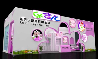 72平米展臺(tái)設(shè)計(jì)制作：二面開口/卡通/木質(zhì)結(jié)構(gòu)/粉色，為玩具展展商而作（免費(fèi)使用）