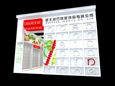 36平米展臺設(shè)計制作：一面開口/現(xiàn)代/木質(zhì)結(jié)構(gòu)/白色，為珠寶展展商而作（免費使用）