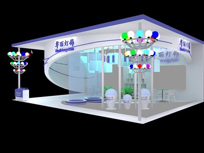 108平米展臺(tái)設(shè)計(jì)制作：三面開口/現(xiàn)代/桁架結(jié)構(gòu)/白色，為照明展展商而作（免費(fèi)使用）
