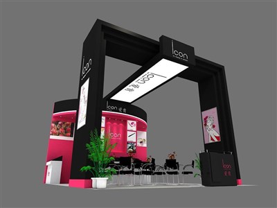 45平米展臺(tái)設(shè)計(jì)制作：三面開口/前衛(wèi)/木質(zhì)結(jié)構(gòu)/黑色，為美博會(huì)展商而作（免費(fèi)使用）