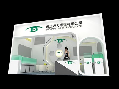 18平米展臺設計制作：一面開口/現(xiàn)代/木質結構/白色，為眼鏡展展商而作（免費使用）