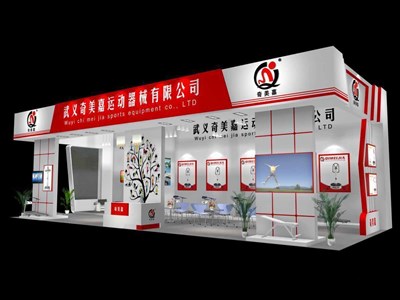 93平米展臺(tái)設(shè)計(jì)制作：三面開(kāi)口/現(xiàn)代/木質(zhì)結(jié)構(gòu)/白色，為體博會(huì)展商而作（免費(fèi)使用）