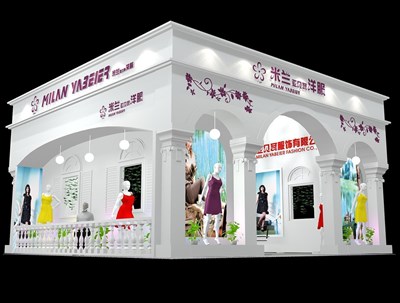 81平米展臺設(shè)計制作：二面開口/歐式/木質(zhì)結(jié)構(gòu)/白色，為美博會展商而作（免費使用）