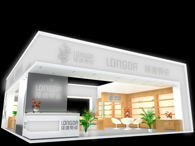 120平米展臺設(shè)計(jì)制作：一面開口/現(xiàn)代/木質(zhì)結(jié)構(gòu)/白色，為日用品展展商而作（免費(fèi)使用）