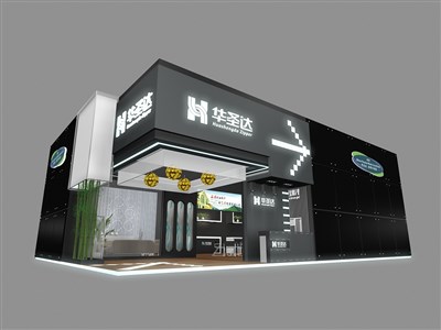 145平米展臺設計制作：二面開口/現(xiàn)代/木質結構/灰色，為紡織展展商而作（免費使用）