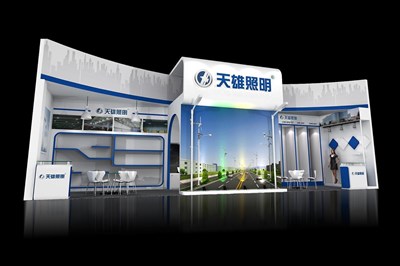 36平米展臺設(shè)計(jì)制作：一面開口/現(xiàn)代/木質(zhì)結(jié)構(gòu)/白色，為照明展展商而作（免費(fèi)使用）