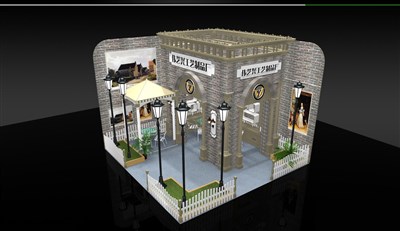 36平米展臺設計制作：二面開口/現(xiàn)代/木質(zhì)結(jié)構/灰色，為照明展展商而作（免費使用）