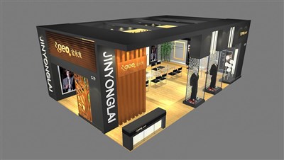 77平米展臺設(shè)計制作：二面開口/現(xiàn)代/木質(zhì)結(jié)構(gòu)/黑色，為服裝展展商而作（免費使用）