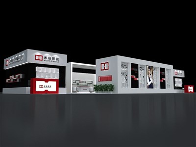 144平米展臺設(shè)計制作：二面開口/前衛(wèi)/木質(zhì)結(jié)構(gòu)/灰色，為眼鏡展展商而作（免費使用）