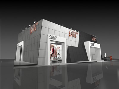 315平米展臺設(shè)計制作：三面開口/現(xiàn)代/木質(zhì)結(jié)構(gòu)/灰色，為服裝展展商而作（免費使用）