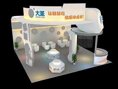 64平米展臺設(shè)計制作：三面開口/現(xiàn)代/木質(zhì)結(jié)構(gòu)/白色，為嬰幼展展商而作（免費使用）