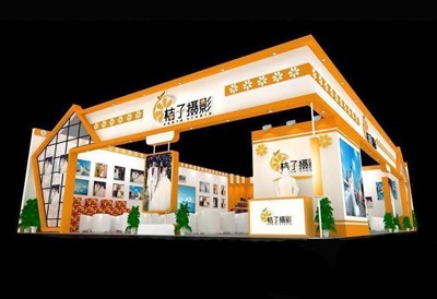 247平米展臺設計制作：二面開口/現(xiàn)代/木質結構/橙色，為婚博會展商而作（免費使用）