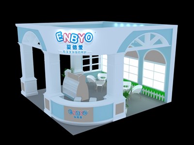 36平米展臺設(shè)計制作：三面開口/現(xiàn)代/木質(zhì)結(jié)構(gòu)/白色，為嬰幼展展商而作（免費使用）