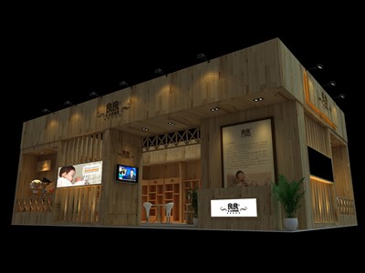 90平米展臺設(shè)計制作：二面開口/前衛(wèi)/木質(zhì)結(jié)構(gòu)/米色，為嬰幼展展商而作（免費使用）