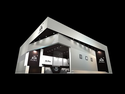 149.5平米展臺設(shè)計(jì)制作：二面開口/現(xiàn)代/木質(zhì)結(jié)構(gòu)/白色，為服裝展展商而作（免費(fèi)使用）