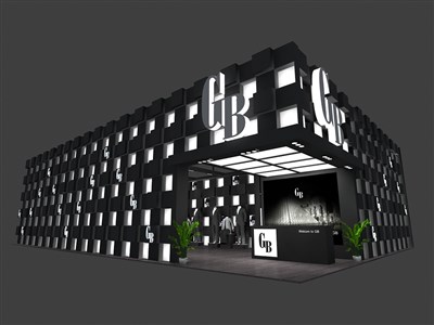 216平米展臺設(shè)計制作：二面開口/現(xiàn)代/木質(zhì)結(jié)構(gòu)/黑色，為服裝展展商而作（免費使用）