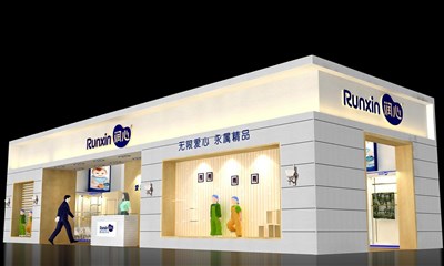 102平米展臺設(shè)計(jì)制作：二面開口/現(xiàn)代/木質(zhì)結(jié)構(gòu)/白色，為服裝展展商而作（免費(fèi)使用）