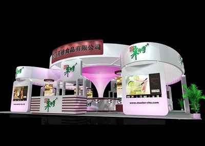156平米展臺設(shè)計制作：四面開口/現(xiàn)代/木質(zhì)結(jié)構(gòu)/白色，為食品展展商而作（免費使用）