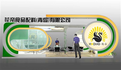 54平米展臺(tái)設(shè)計(jì)制作：一面開口/現(xiàn)代/木質(zhì)結(jié)構(gòu)/白色，為食品展展商而作（免費(fèi)使用）