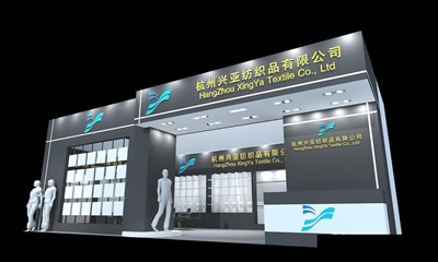 55平米展臺(tái)設(shè)計(jì)制作：一面開口/現(xiàn)代/木質(zhì)結(jié)構(gòu)/灰色，為紡織展展商而作（免費(fèi)使用）