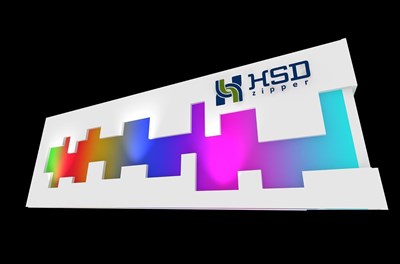 96平米展臺設(shè)計(jì)制作：一面開口/現(xiàn)代/木質(zhì)結(jié)構(gòu)/彩色，為紡織展展商而作（免費(fèi)使用）