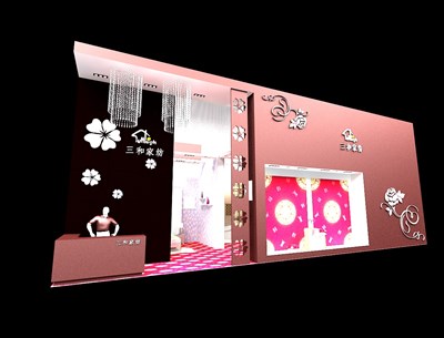 90平米展臺設(shè)計(jì)制作：一面開口/現(xiàn)代/木質(zhì)結(jié)構(gòu)/彩色，為紡織展展商而作（免費(fèi)使用）