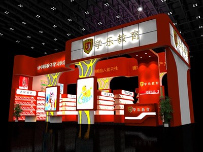 72平米展臺設(shè)計制作：二面開口/現(xiàn)代/木質(zhì)結(jié)構(gòu)/紅色，為文具圖書展展商而作（免費使用）