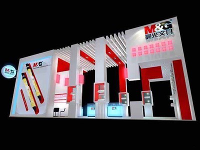 90平米展臺設計制作：二面開口/現(xiàn)代/木質結構/白色，為文具圖書展展商而作（免費使用）