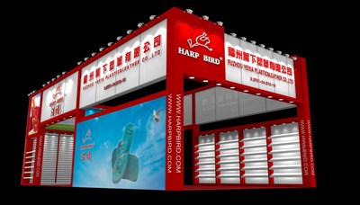 72平米展臺(tái)設(shè)計(jì)制作：三面開口/現(xiàn)代/木質(zhì)結(jié)構(gòu)/紅色，為紡織展展商而作（免費(fèi)使用）