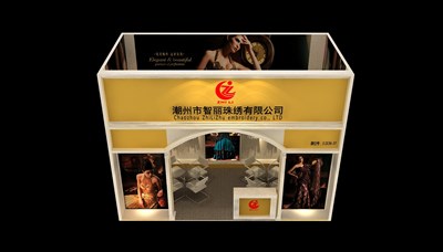 18平米展臺(tái)設(shè)計(jì)制作：一面開口/現(xiàn)代/木質(zhì)結(jié)構(gòu)/黃色，為服裝展展商而作（免費(fèi)使用）