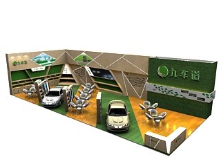 189平米展臺(tái)設(shè)計(jì)制作：二面開口/前衛(wèi)/木質(zhì)結(jié)構(gòu)/綠色，為汽配展展商而作（免費(fèi)使用）