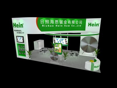 66平米展臺設(shè)計(jì)制作：二面開口/現(xiàn)代/木質(zhì)結(jié)構(gòu)/綠色，為汽配展展商而作（免費(fèi)使用）