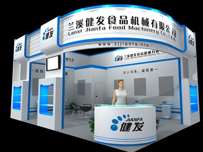 48平米展臺(tái)設(shè)計(jì)制作：二面開口/前衛(wèi)/木質(zhì)結(jié)構(gòu)/白色，為汽配展展商而作（免費(fèi)使用）