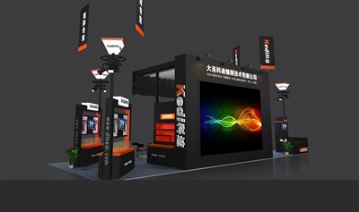 90平米展臺設(shè)計制作：四面開口/前衛(wèi)/木質(zhì)結(jié)構(gòu)/黑色，為安防展展商而作（免費使用）